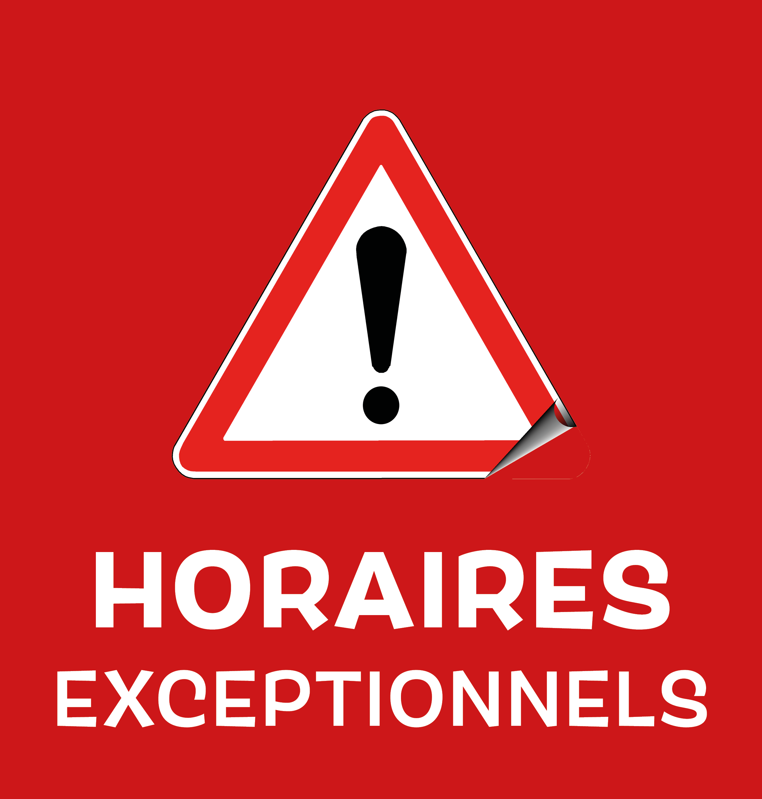 🔺 Horaires des magasins modifiés 🔺 🔺 Horaires des magasins modifiés 🔺