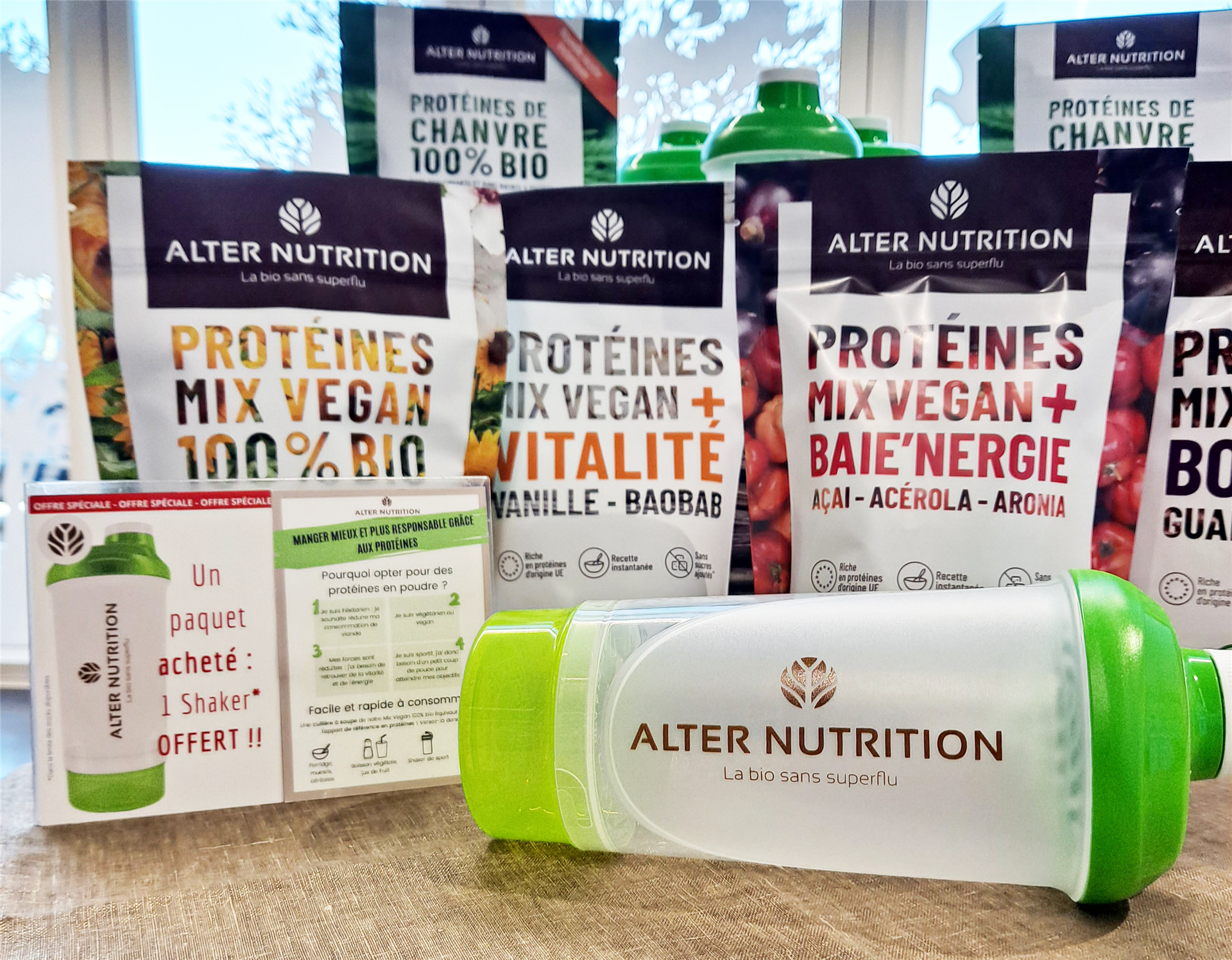 Un shaker offert pour l'achat d'un produit Alter-nutrition