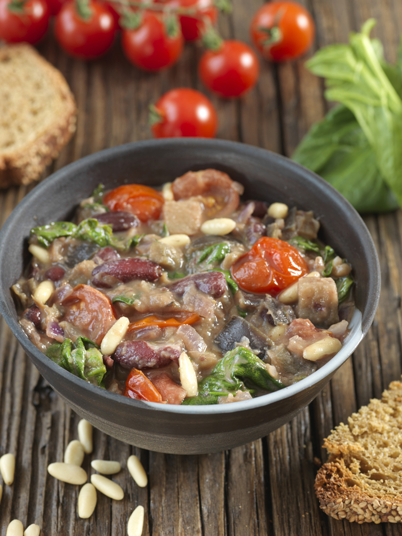 Haricots rouges à  la crème d’aubergine 