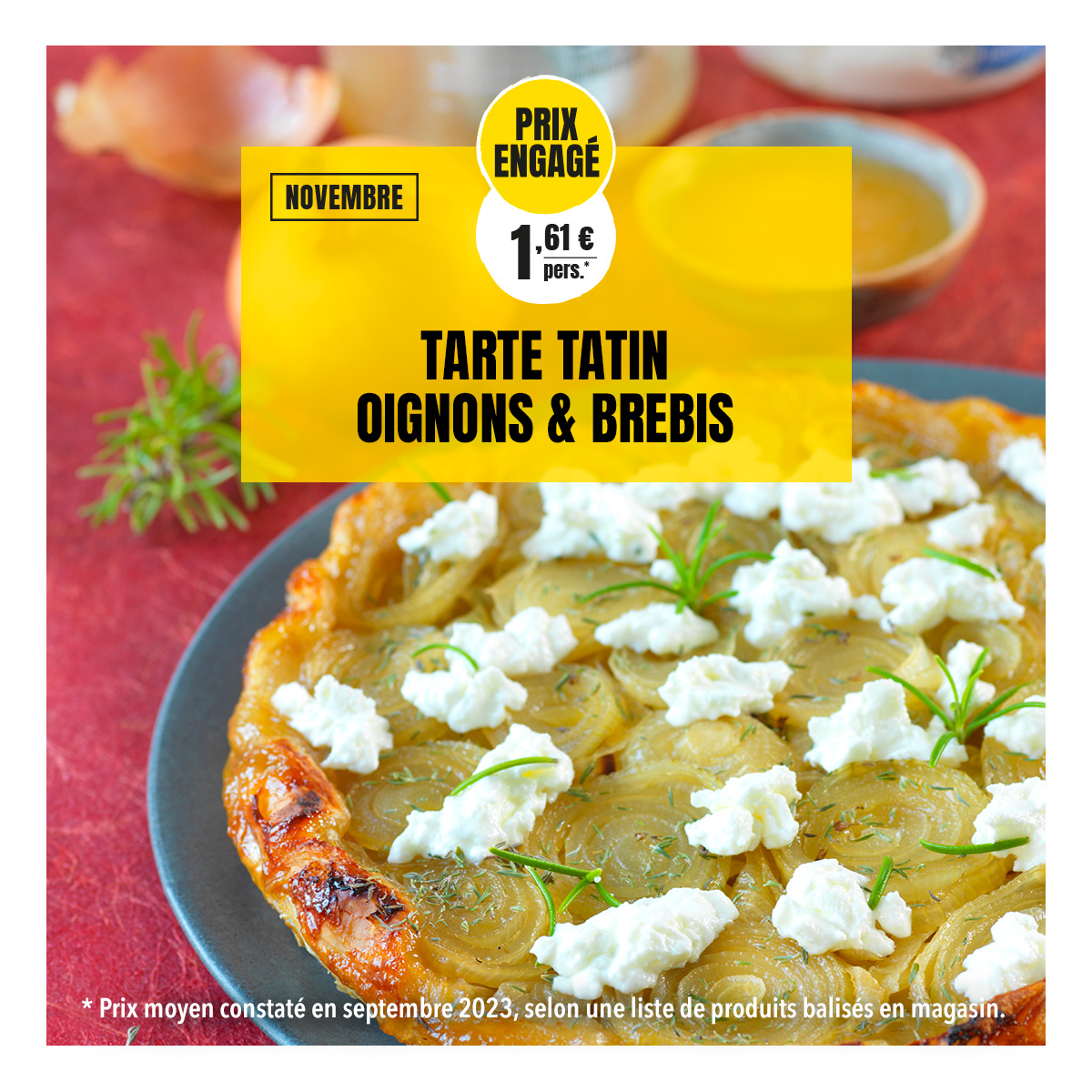 Prix engagé : Tarte tatin aux oignons et fromage de brebis