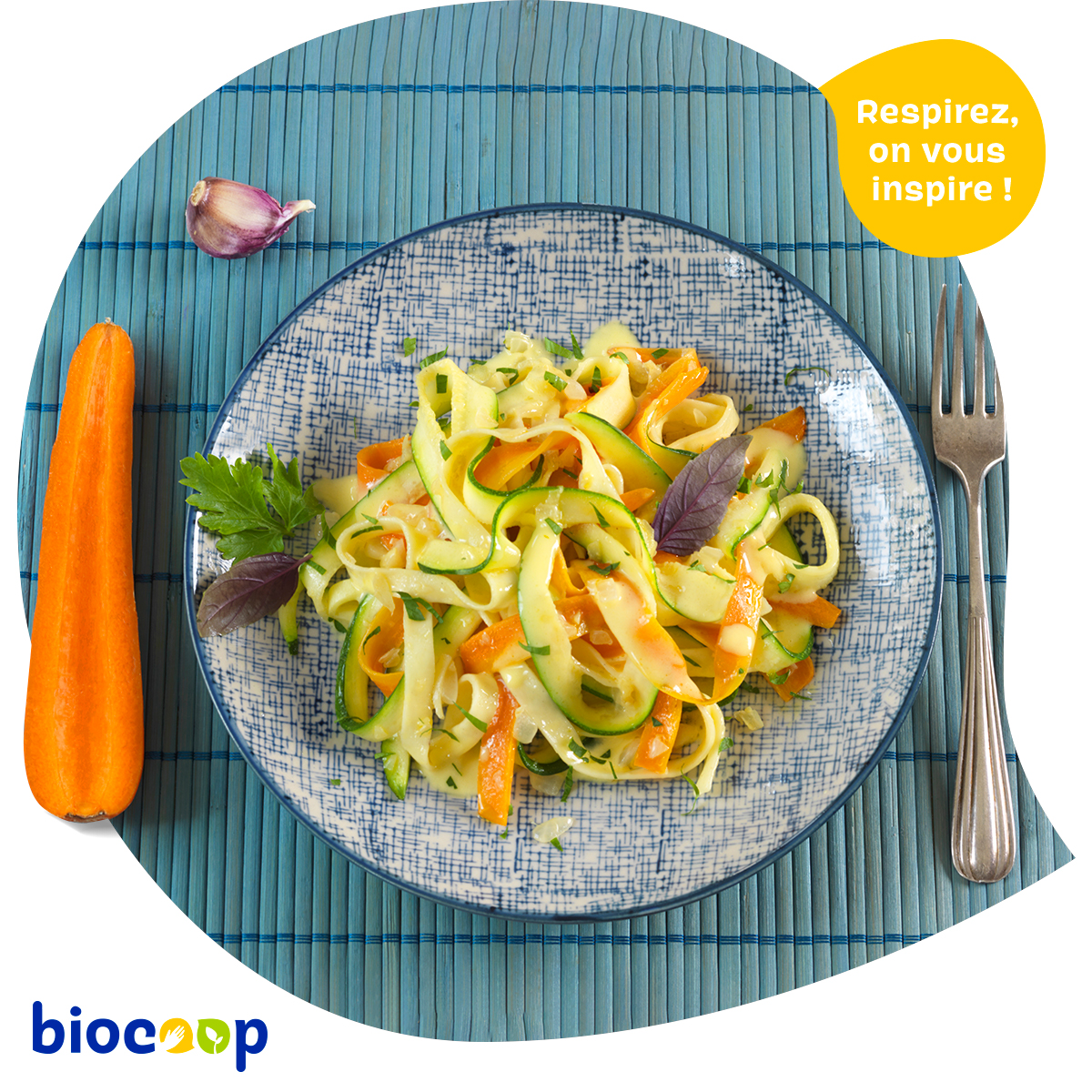 Tagliatelles aux légumes multicolores Tagliatelles aux légumes multicolores