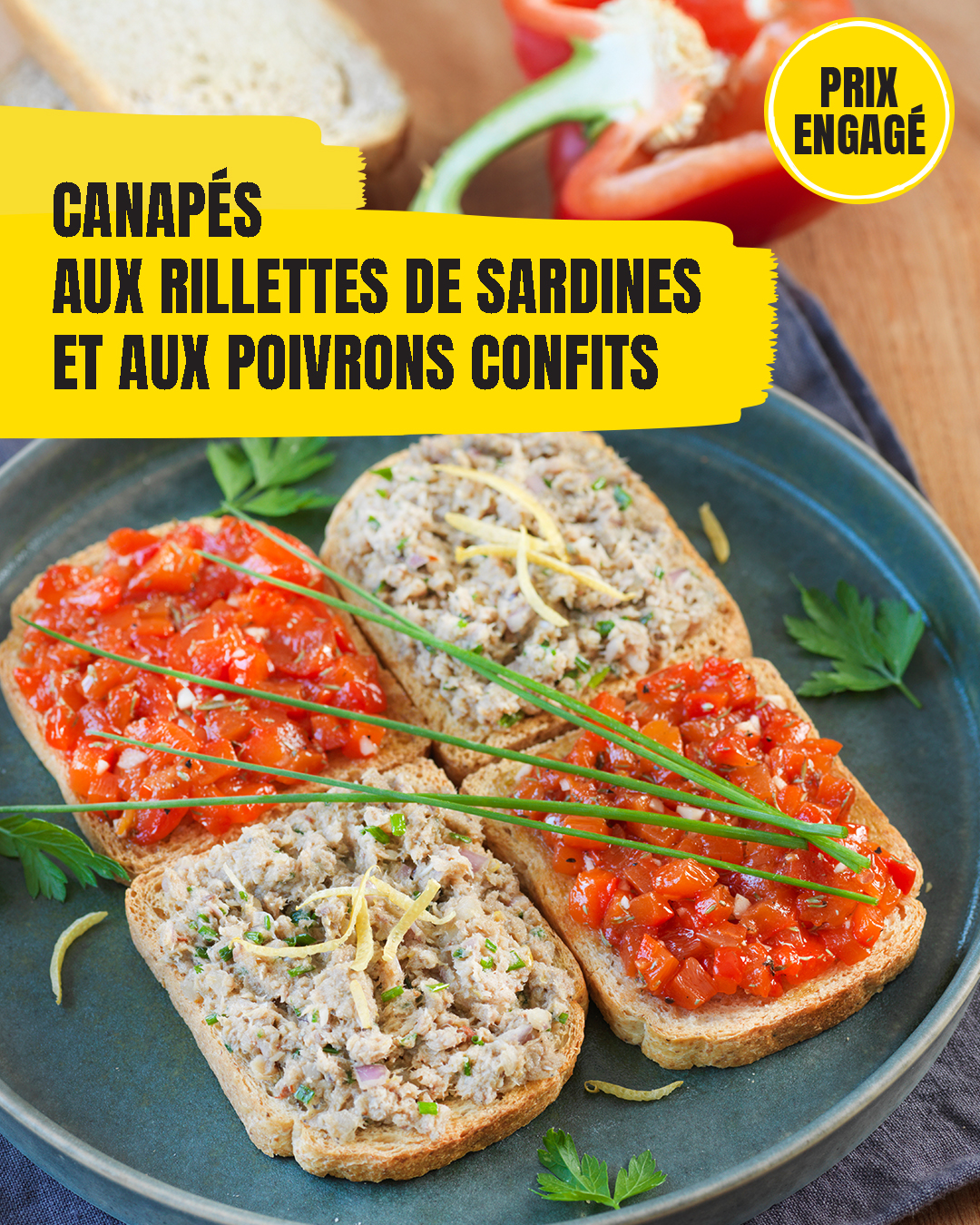 Canapés aux rillettes de sardines et poivrons confits Canapés aux rillettes de sardines et poivrons confits