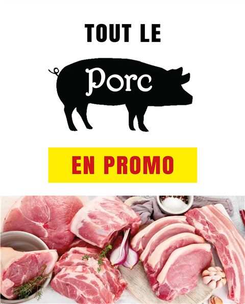 Promotion sur tout le porc à la boucherie