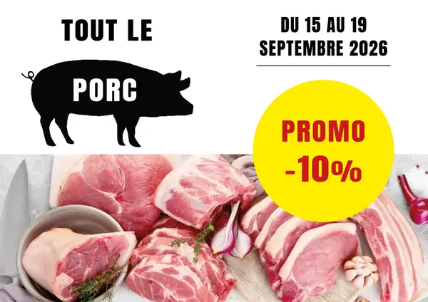 -10% sur tout le porc bio et local à la boucherie traditionnelle -10% sur tout le porc bio et local à la boucherie traditionnelle