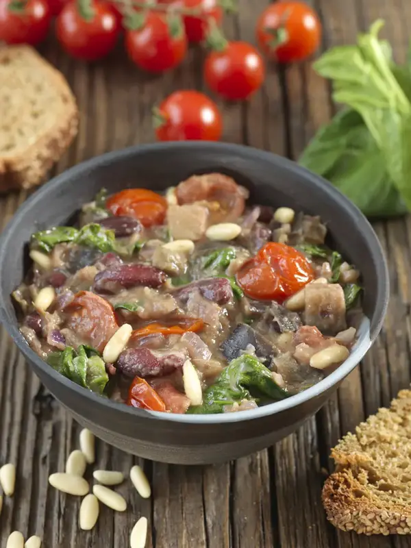 Haricots rouges à  la crème d’aubergine 