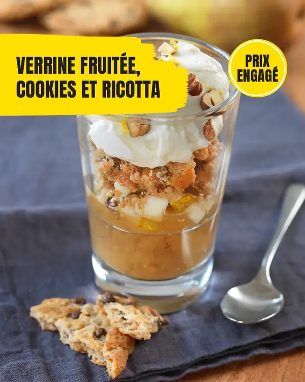 Verrines fruitées, cookies et ricotta